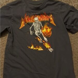 Halloween Skeleton Graphic Kids Tee - Black